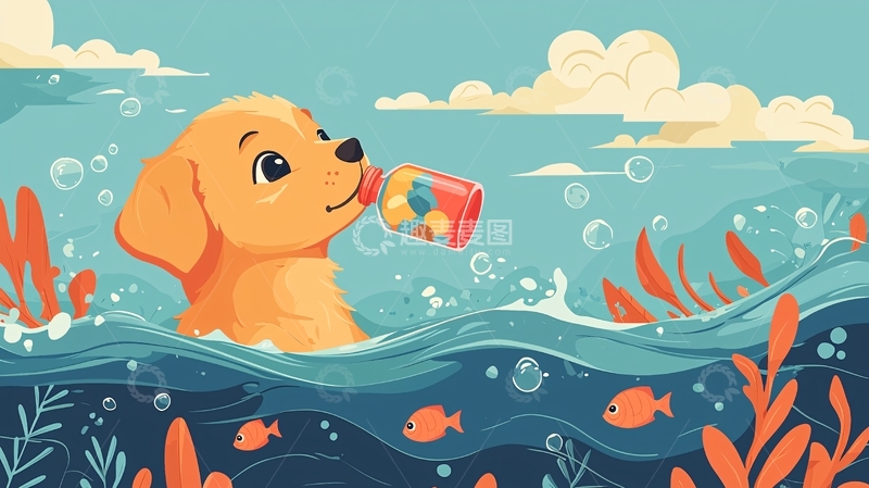 高清大图下载【趣麦麦图】狗狗喝水