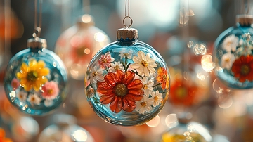 玻璃球花卉装饰