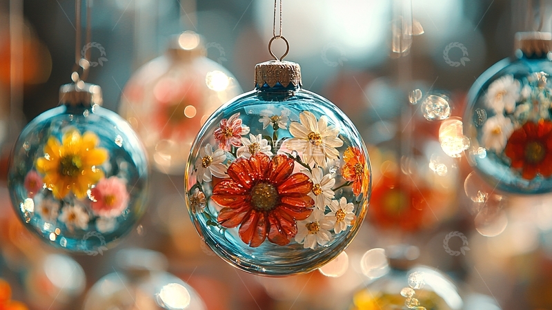 高清大图下载【趣麦麦图】玻璃球花卉装饰