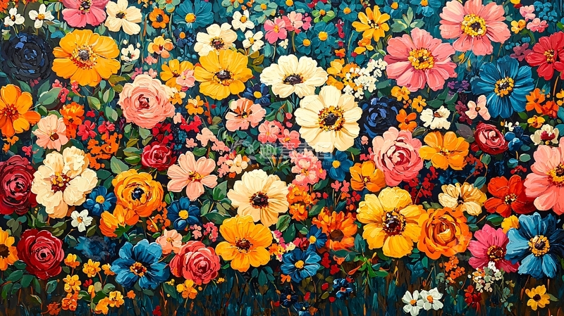 高清大图下载【趣麦麦图】色彩缤纷的鲜花图案