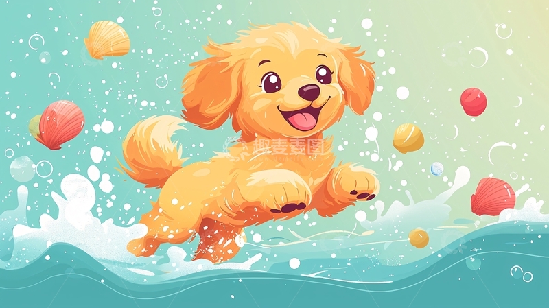 高清大图下载【趣麦麦图】金毛幼犬玩耍