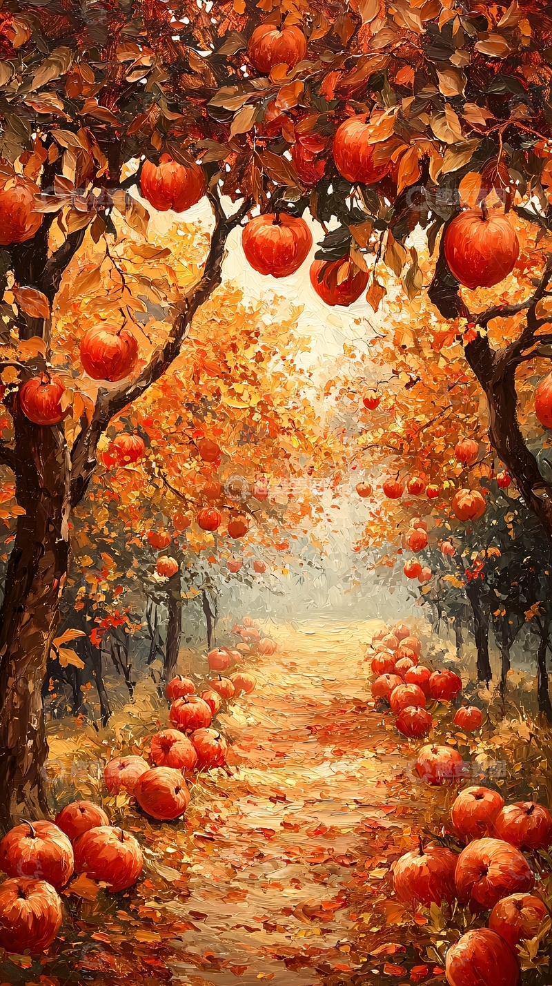 高清大图下载【趣麦麦图】秋日苹果树林小路