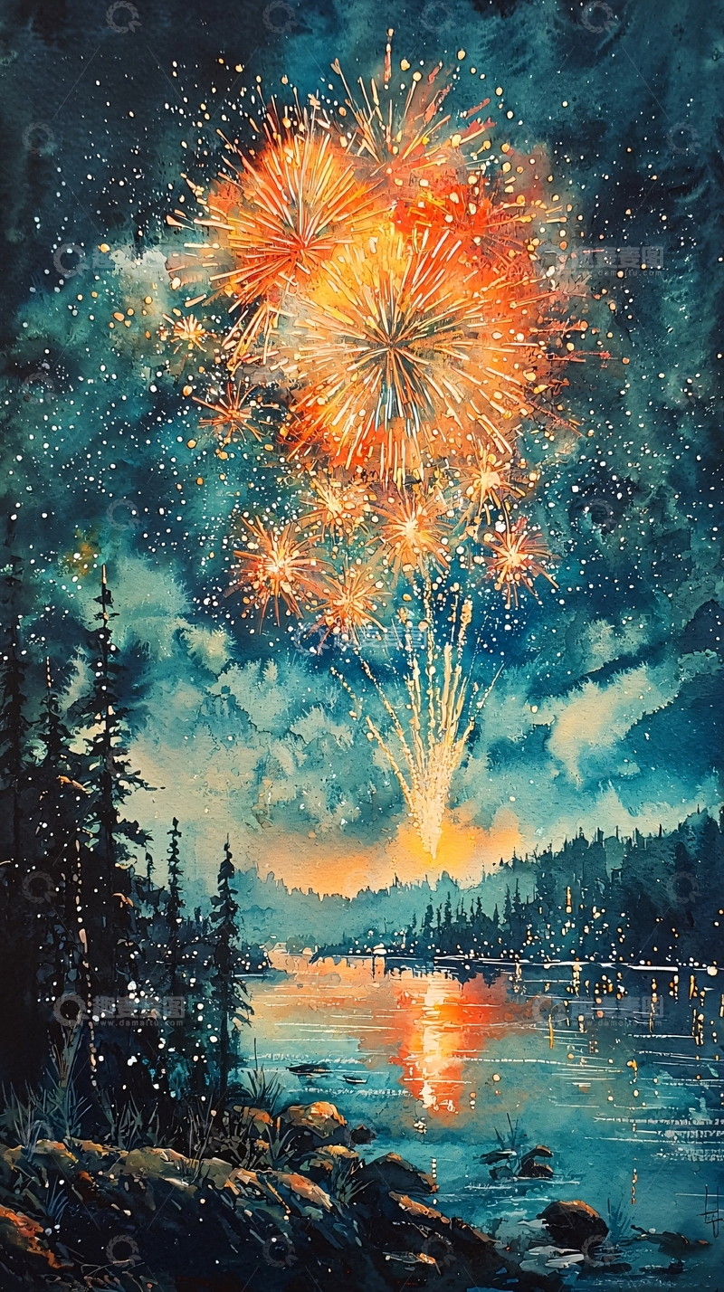 高清大图下载【趣麦麦图】夜空绽放的烟火
