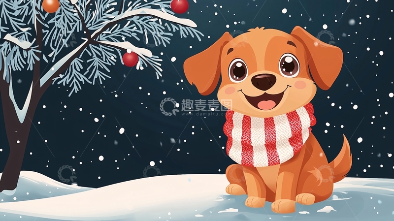 高清大图下载【趣麦麦图】圣诞狗狗