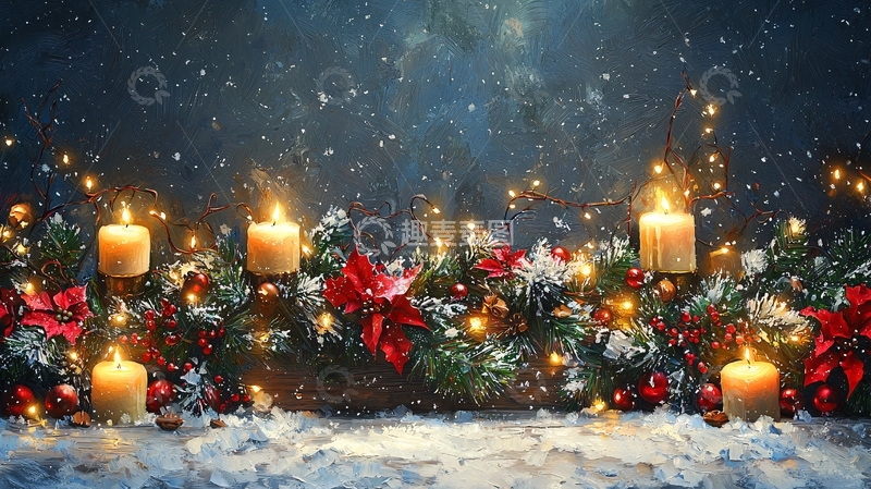 高清大图下载【趣麦麦图】圣诞节蜡烛装饰