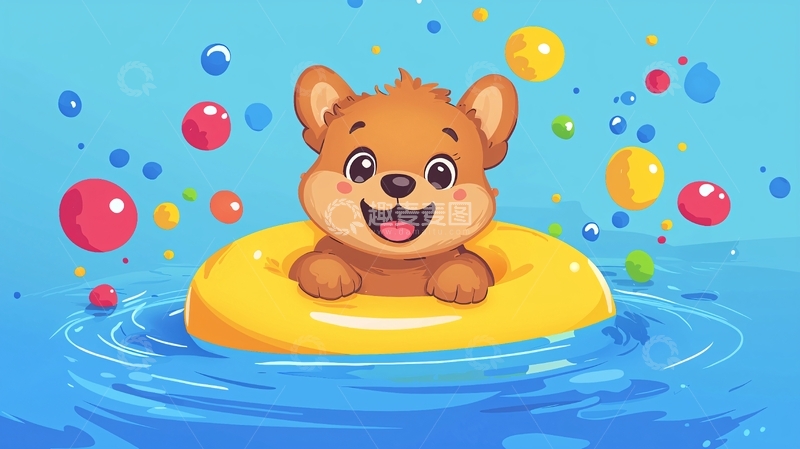 高清大图下载【趣麦麦图】卡通小熊游泳圈