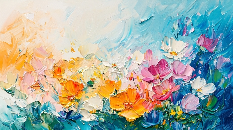 高清大图下载【趣麦麦图】抽象花卉油画
