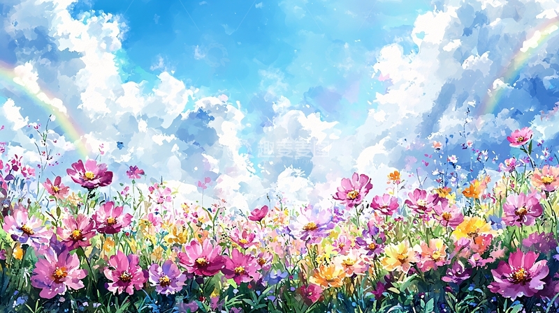 高清大图下载【趣麦麦图】彩虹花田