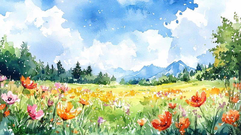 高清大图下载【趣麦麦图】水彩画风景