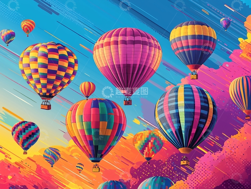 高清大图下载【趣麦麦图】彩色热气球