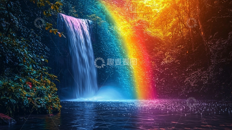 高清大图下载【趣麦麦图】彩虹瀑布