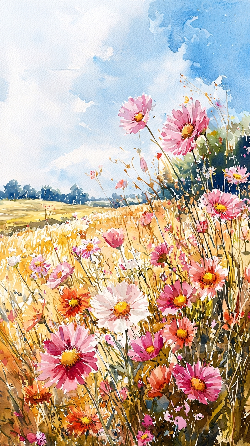 高清大图下载【趣麦麦图】水彩田园风光