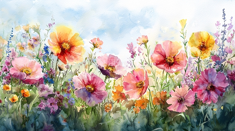 高清大图下载【趣麦麦图】水彩花田