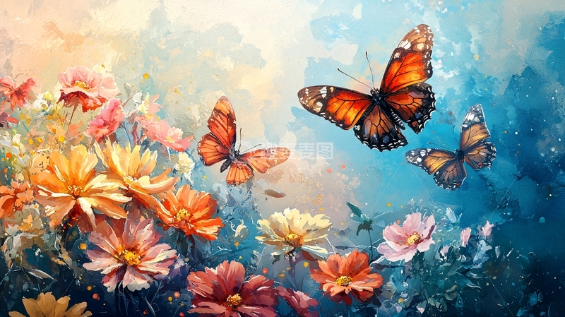 高清大图下载【趣麦麦图】唯美蝴蝶花卉图