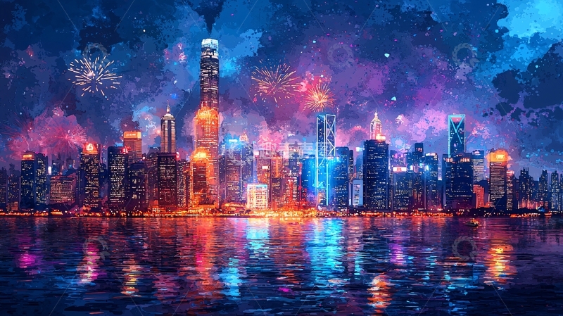 高清大图下载【趣麦麦图】炫彩夜景城市