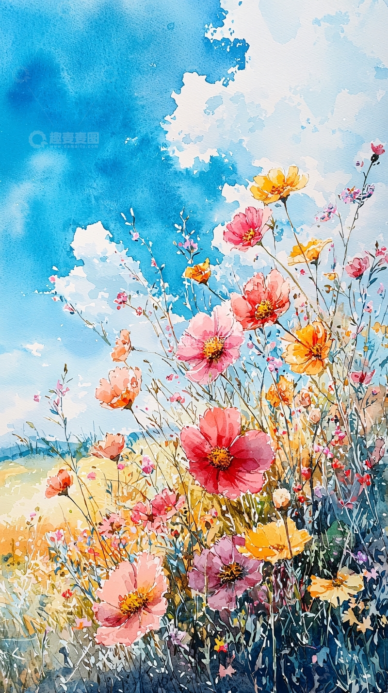 高清大图下载【趣麦麦图】水彩花卉71