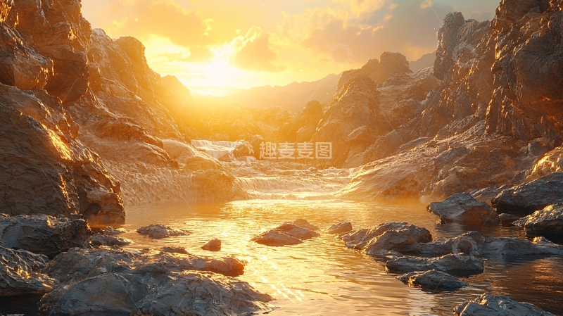 高清大图下载【趣麦麦图】峡谷日落