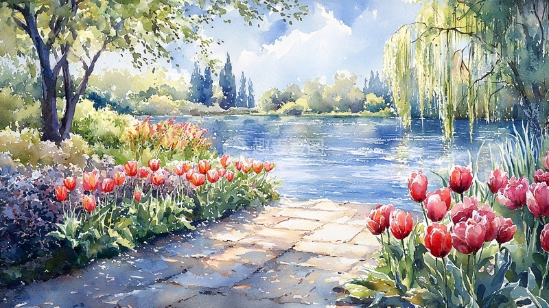 高清大图下载【趣麦麦图】春日花园景色