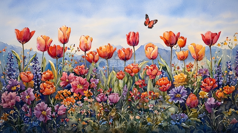 高清大图下载【趣麦麦图】春天郁金香花田