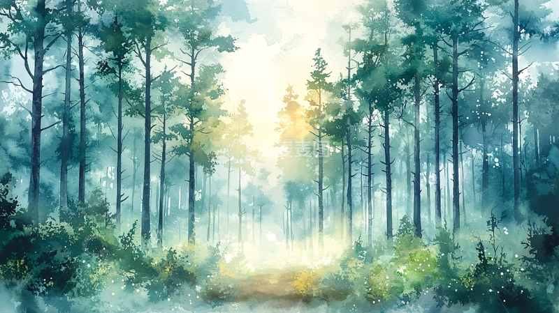 高清大图下载【趣麦麦图】水彩森林