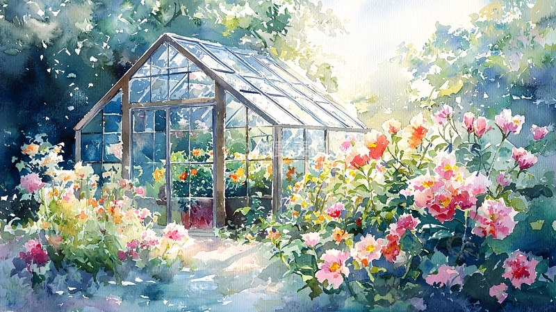 高清大图下载【趣麦麦图】阳光下的玻璃温室花园