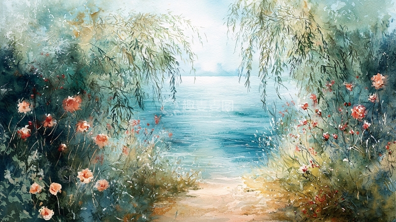 高清大图下载【趣麦麦图】湖边小路