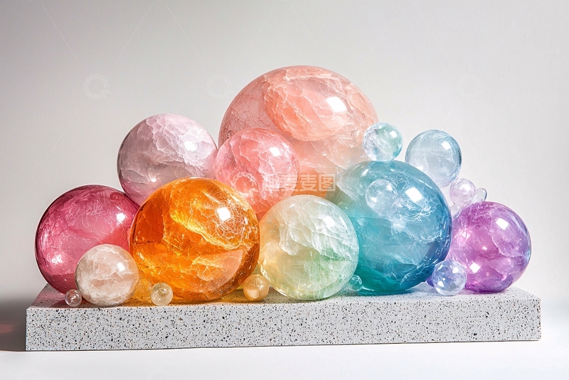 高清大图下载【趣麦麦图】彩色玻璃球雕塑