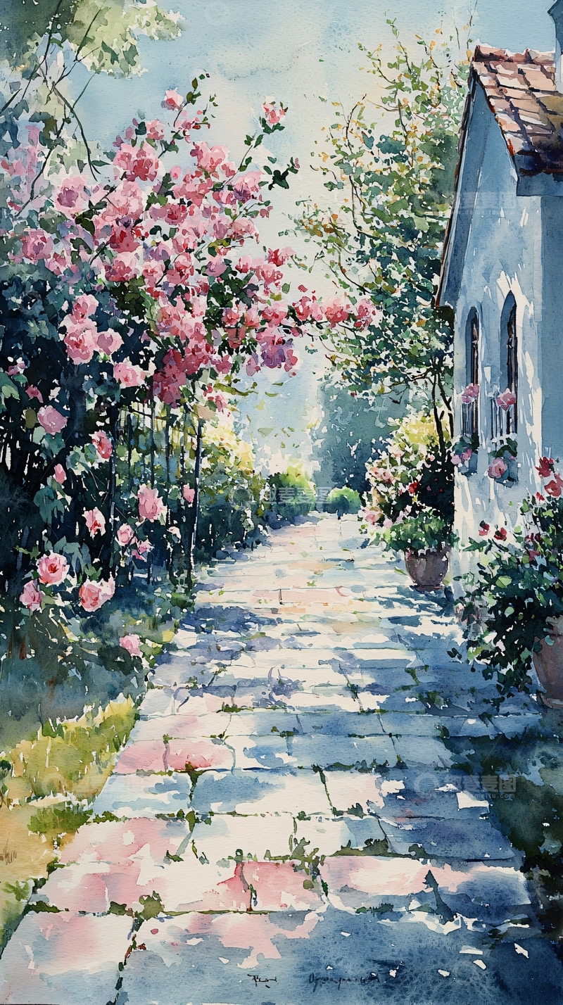 高清大图下载【趣麦麦图】阳光下的石板路