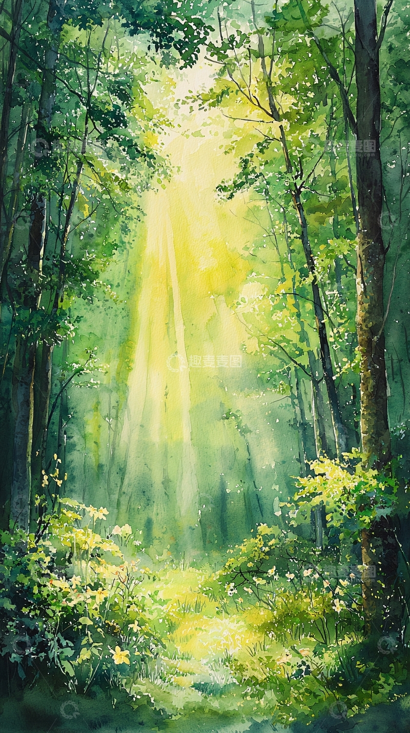 高清大图下载【趣麦麦图】森林光线