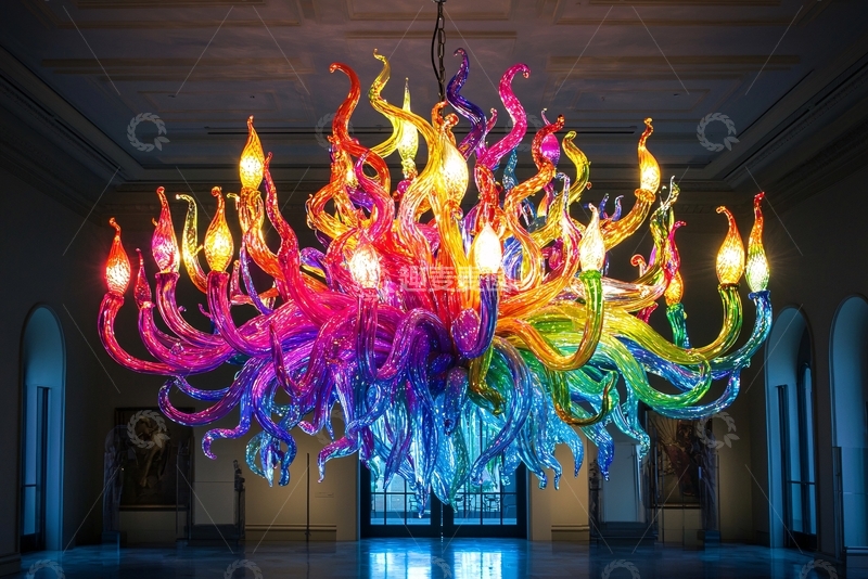 高清大图下载【趣麦麦图】彩虹玻璃吊灯