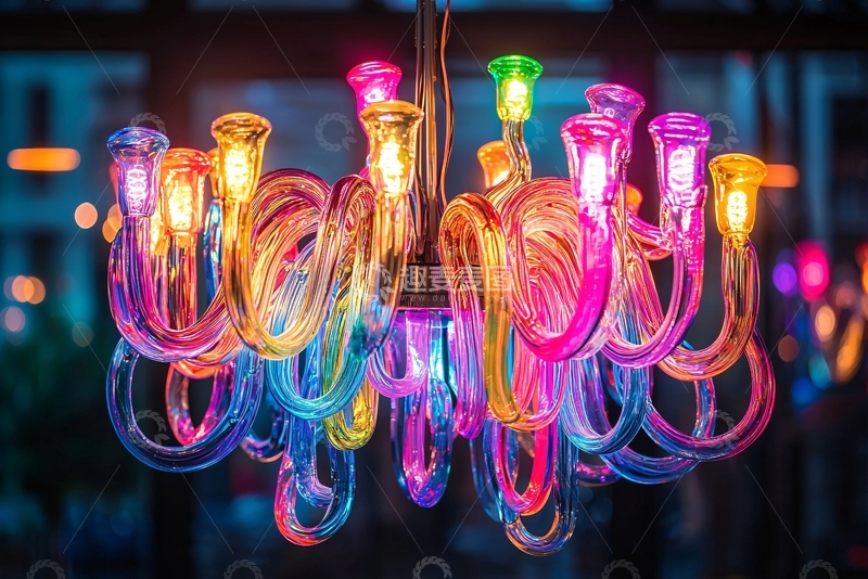 高清大图下载【趣麦麦图】彩色水晶吊灯
