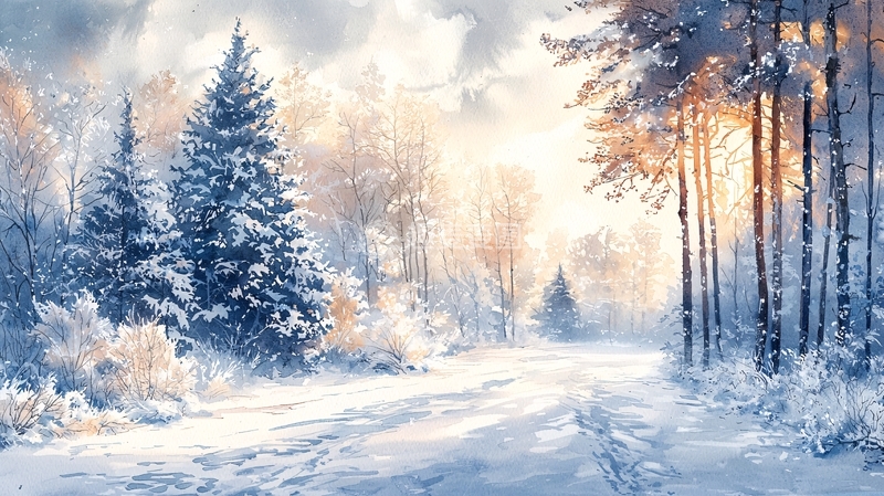 高清大图下载【趣麦麦图】冬日森林雪景