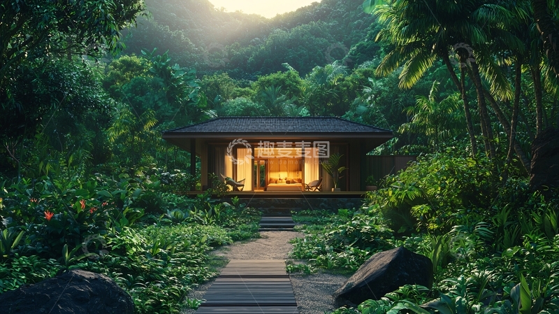 高清大图下载【趣麦麦图】热带雨林小屋