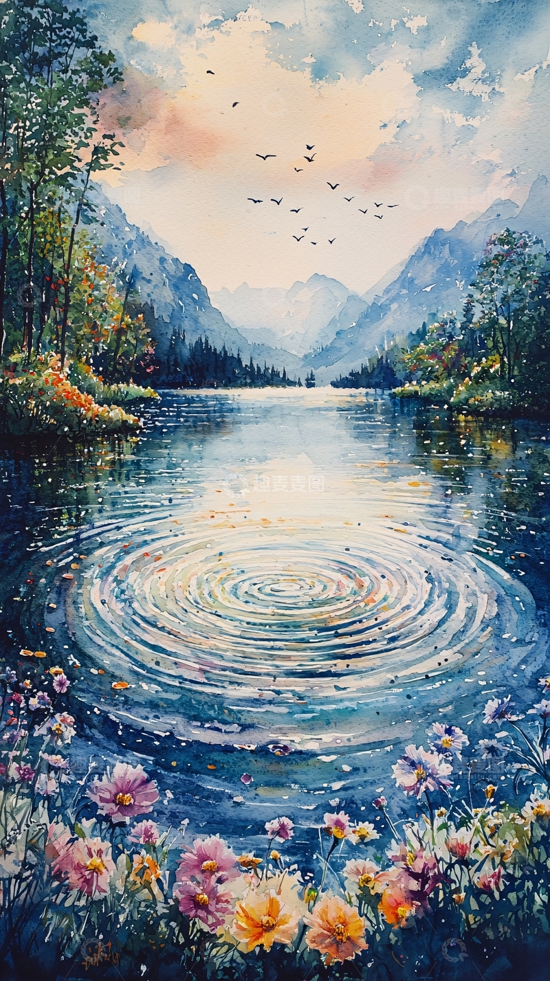 高清大图下载【趣麦麦图】宁静祥和的湖面涟漪