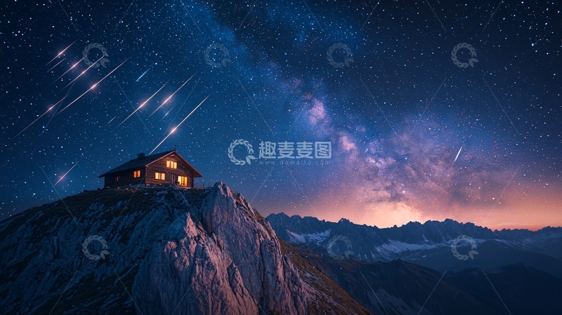高清大图下载【趣麦麦图】星空下的木屋