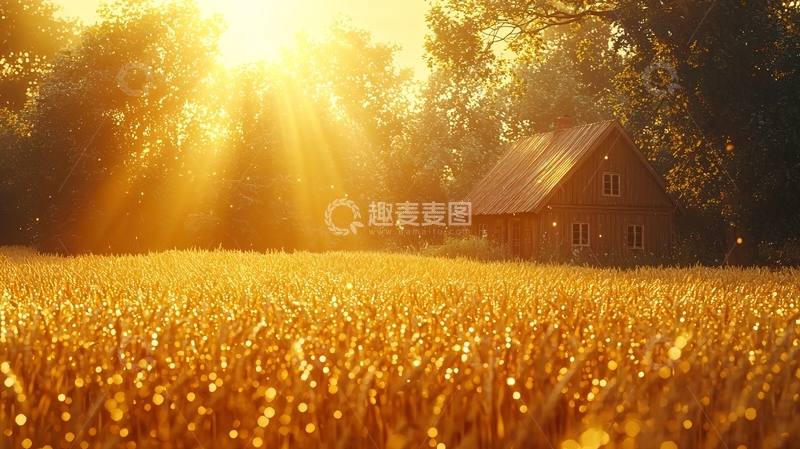 高清大图下载【趣麦麦图】金色麦田阳光洒照