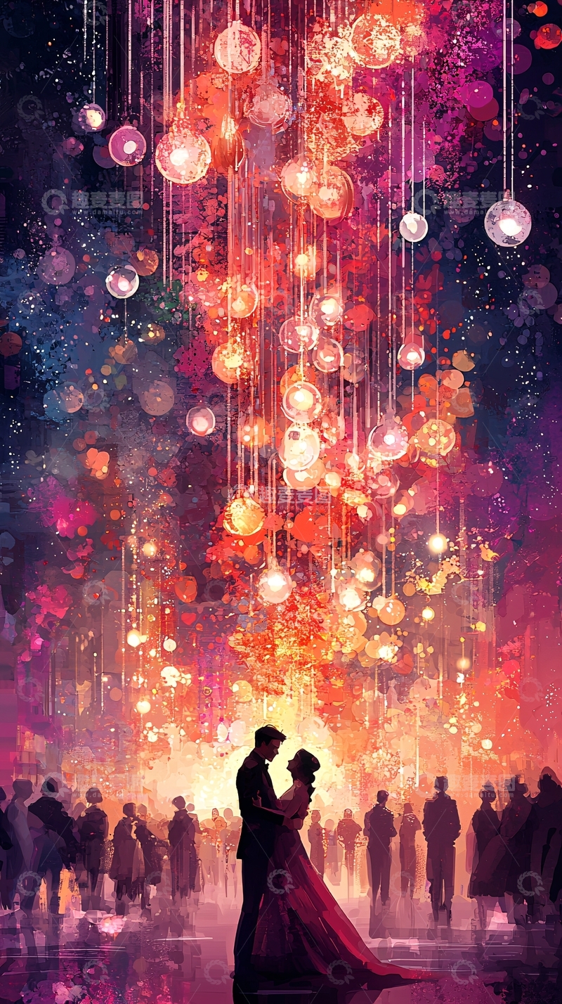 高清大图下载【趣麦麦图】梦幻灯光下浪漫恋人