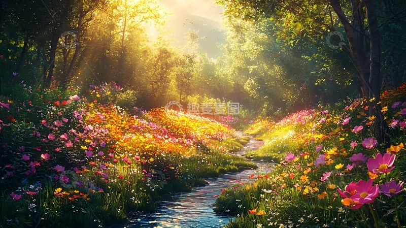 高清大图下载【趣麦麦图】梦幻森林小溪