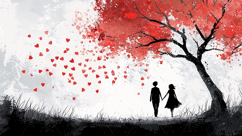 高清大图下载【趣麦麦图】红树下相拥的情侣