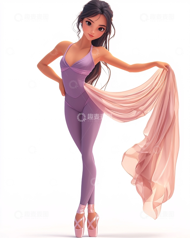 高清大图下载【趣麦麦图】卡通芭蕾舞女孩
