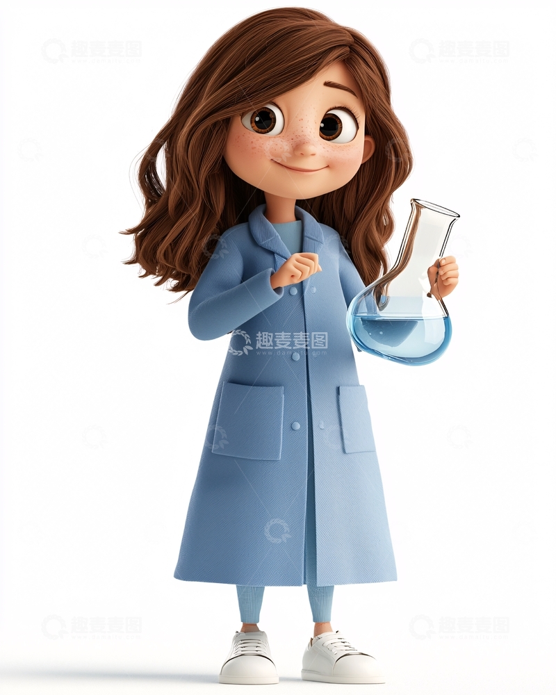 高清大图下载【趣麦麦图】可爱卡通女孩科学家