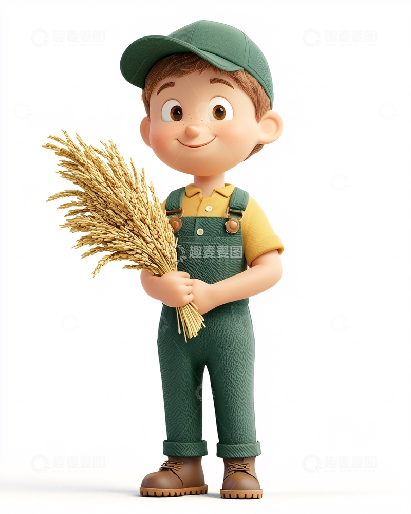 高清大图下载【趣麦麦图】卡通农民男孩