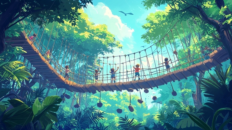 高清大图下载【趣麦麦图】热带雨林吊桥