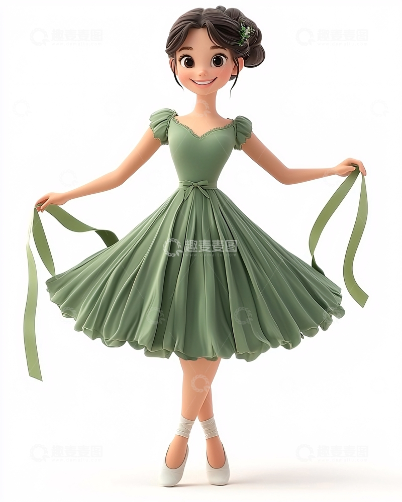 高清大图下载【趣麦麦图】卡通芭蕾舞女孩