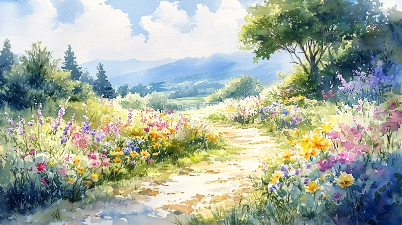 高清大图下载【趣麦麦图】阳光明媚的田园小路