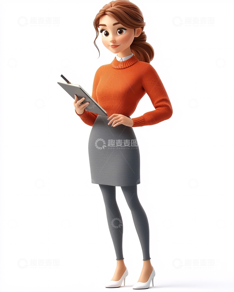高清大图下载【趣麦麦图】卡通女职员