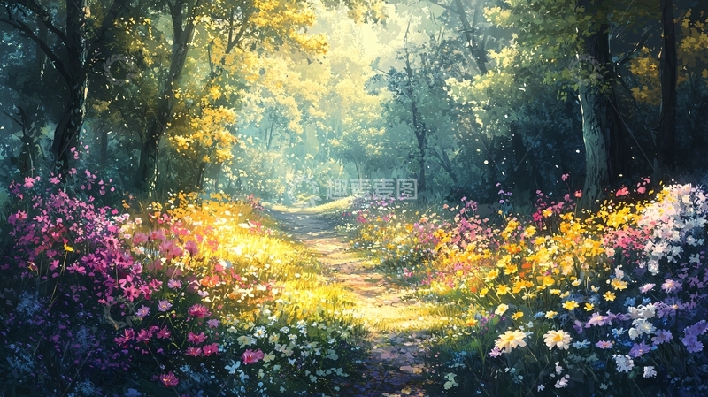高清大图下载【趣麦麦图】阳光森林小路