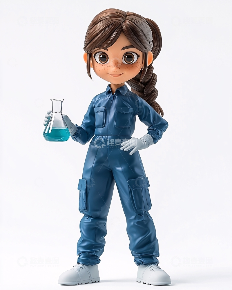 高清大图下载【趣麦麦图】卡通女科学家