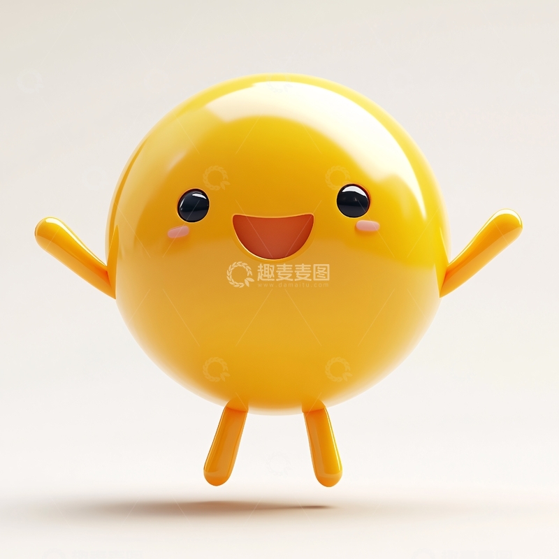 高清大图下载【趣麦麦图】快乐的黄色球形卡通人物