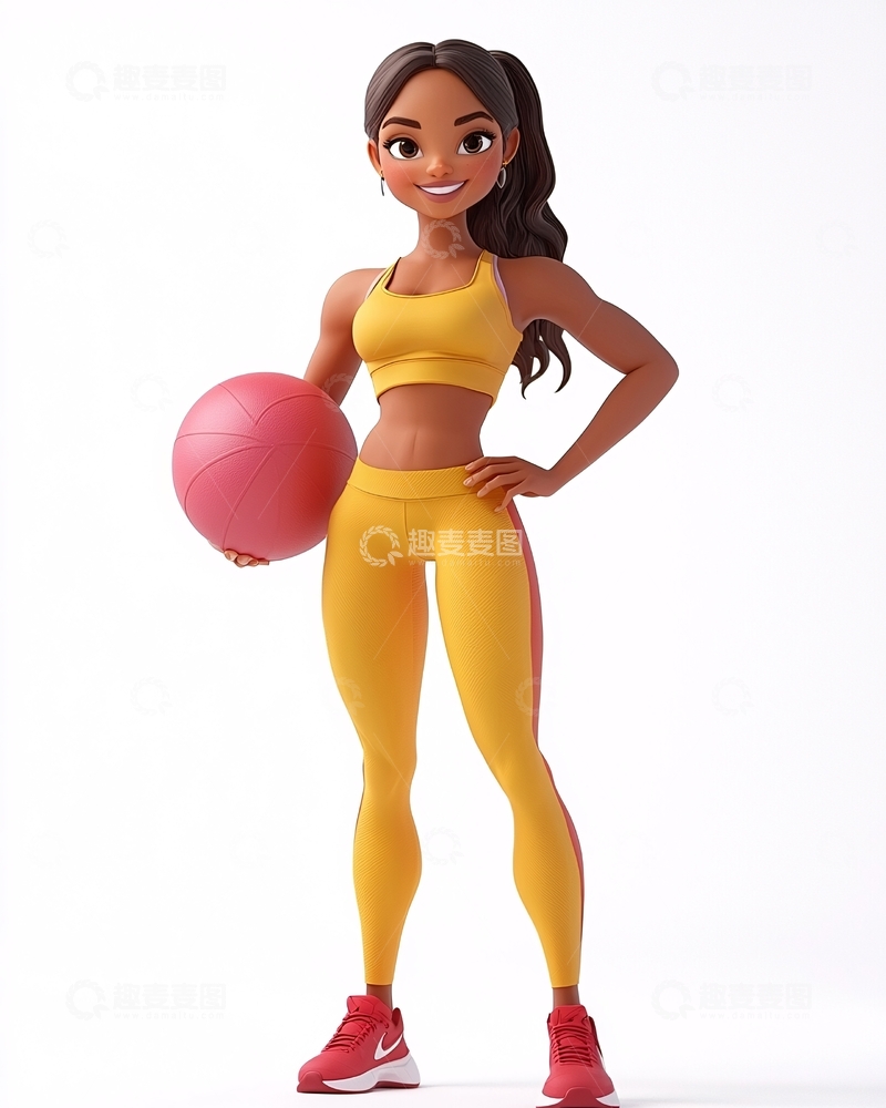 高清大图下载【趣麦麦图】健身卡通女孩